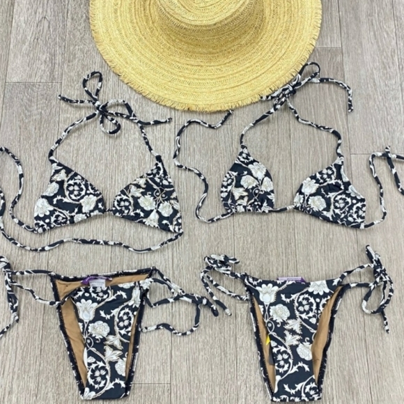 CIA.MARITIMA 2 piece swim suit Black White Print - Picture 2 of 9